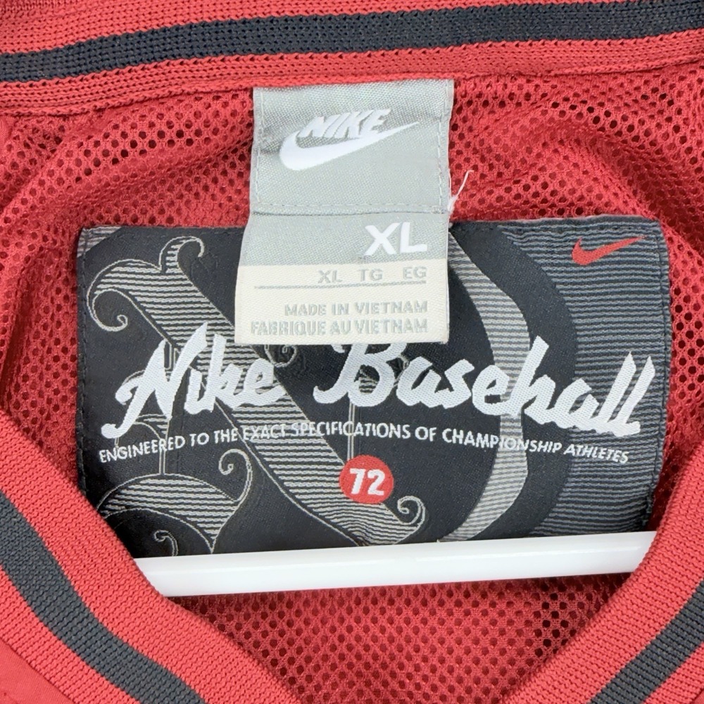 Nike Baseball Short Sleeve Batting Jacket Men XL Red V Neck Pullover Windbreaker - Picture 5 of 8